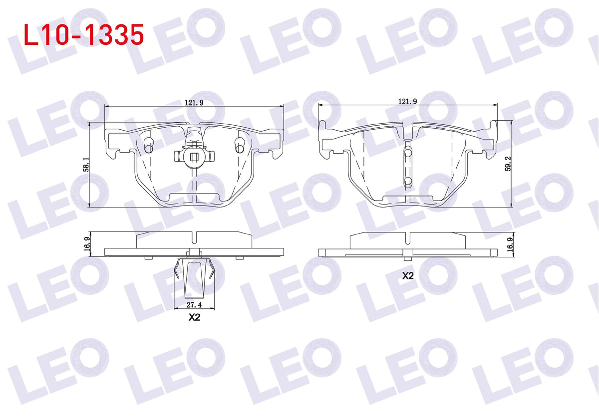 LEO L10-1335 Brake Pad Rear BMW 5 Series (E60) 525 i 2003-2010 / (E60) 520 D 2003-2010 / (E60) 520 i 2003-2010 / — Brake Pads
