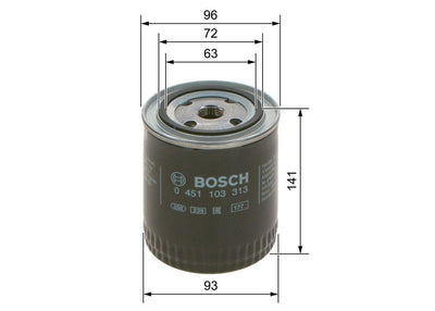 Bosch 0451103313 Oil Filter Passat B5 96-05 2.8 V6 4Motion 80 B4 Avant 2.6-2.8 Quattro — Oil Filters