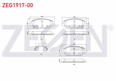 Zegen ZEG1917-00 Brake Pad Front with Wear Indicator Cable Drilled Hyundai i30 (Pde — Brake Pads