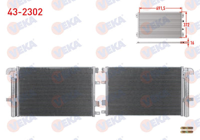 Veka 43-2302 A/C Condenser Jaguar Xf 2.0-2.2 D-2.7 D-3.0 D 2008-/ S Type 2.7 D 1999-2009 — Condensers & Evaporators