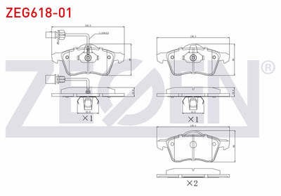 Zegen ZEG618-01 Brake Pad Front with Connector Volkswagen Transporter IV (70Xb, 70Xc and 2 more models — Brake Pads