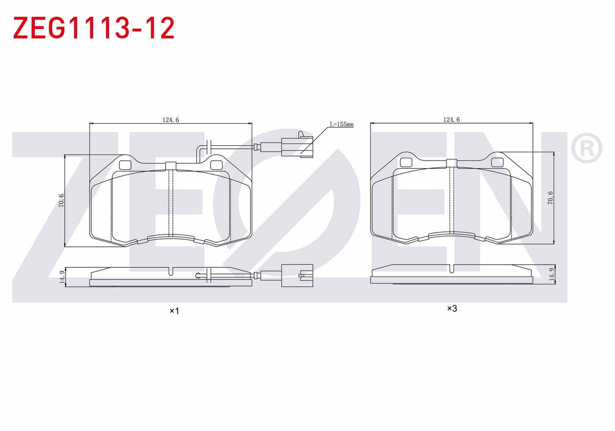 Zegen ZEG1113-12 Brake Pad Front with Connector Alfa Romeo MiTo (955) 1.3 Jtdm 2008 — Brake Pads