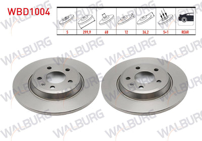 WALBURG WBD1004 Brake Disc Rear Straight 5 Bjn 299,9X12x68x36 — Brake Rotors & Drums