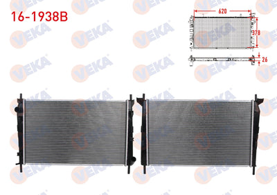 Veka 16-1938B Water Radiator Brazing Ford Mondeo I-II 1.6i 16V-1.8i 16V-2.0i 16V M-T Ac + /-1993-2000 — Radiators & Fans