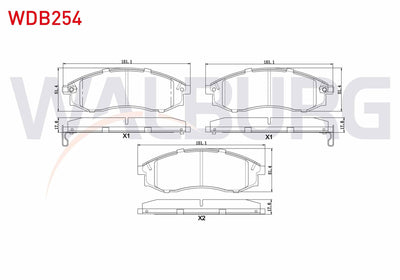 WALBURG WDB254 Brake Pad Front with Wear Indicator Cable Drilled Mitsubishi L 200 (K3t, K2t and 3 more models — Brake Pads