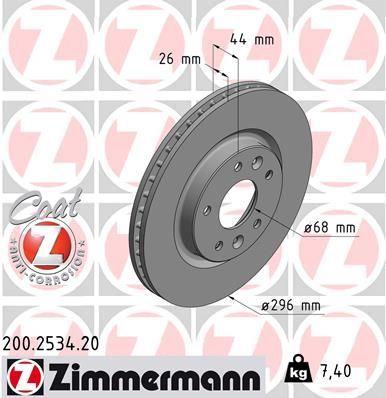 Zimmermann 200.2534.20 Brake Disc Front Standart Nissan Qhasqaı J11 X-Trail T32 2014 / — Brake Rotors & Drums