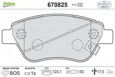 Valeo 670825 Brake Pad Front Opel Corsa D 1.0 1.2 1.3 CDTi 1.4 07/06- Small Type — Brake Pads