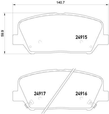 MGA 55537 Brake Pad Brake Front-(Hyundai: i30 2012 > > / Elantra 1.6 11-> 15 / Kia: Ceed 2012 > >) — Brake Pads