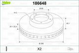 VALEO 186648 Front Brake Disc for Santamo, Joice and 2 more models — Brake Rotors & Drums