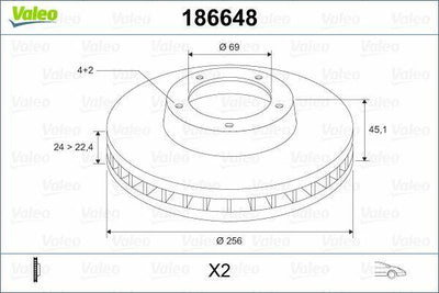 VALEO 186648 Front Brake Disc for Santamo, Joice and 2 more models — Brake Rotors & Drums