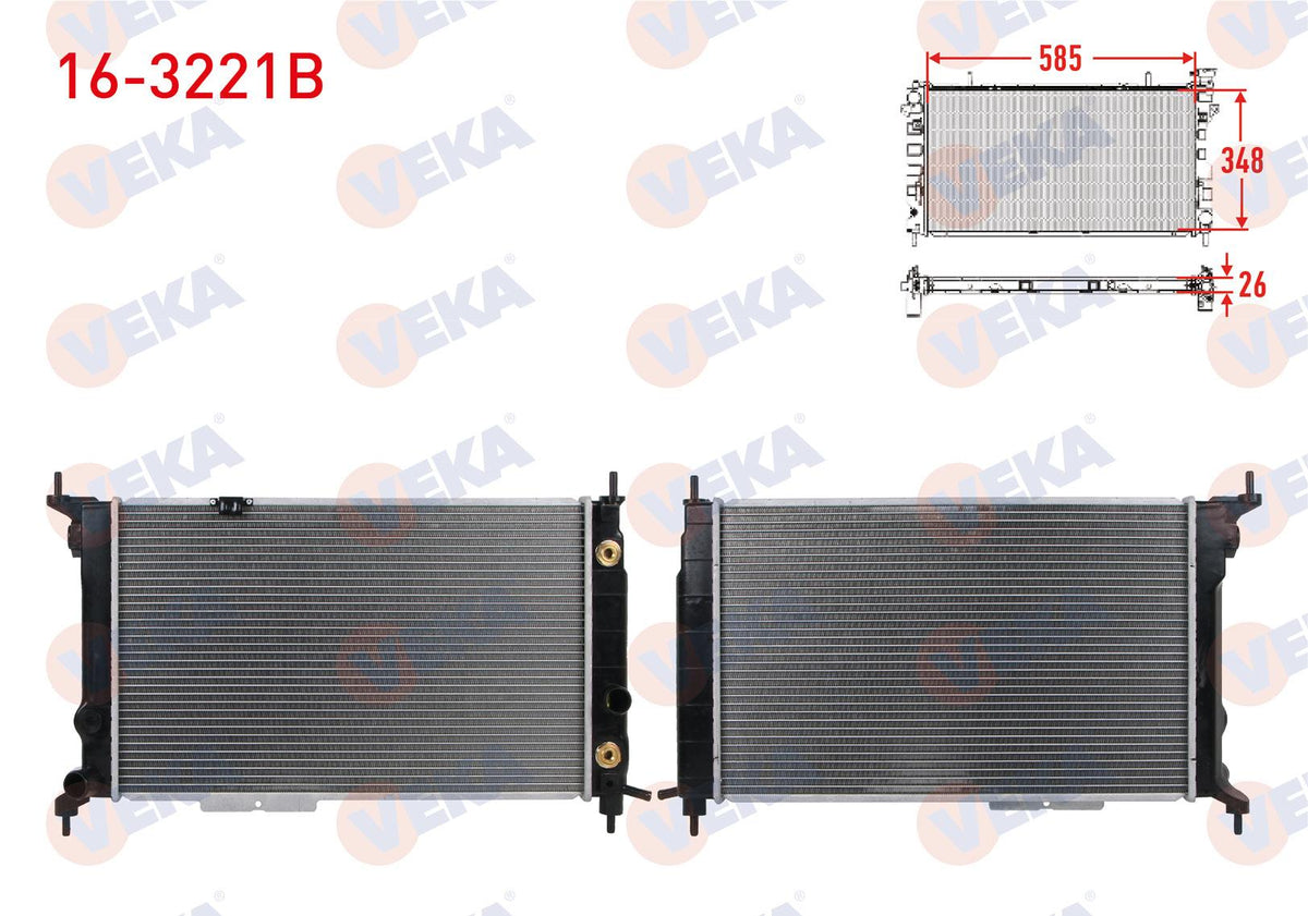 Veka 16-3221B Su Radiator Brazing Opel Astra F 1.4i-1.6i A-T Ac + 1991-2005 — Radiators & Fans