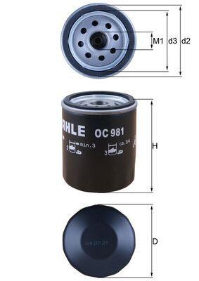 Mahle OC981 Oil Filter Ford Fiesta C-Max Focus Mondeo Ka Skoda Favorit Felicia Toyota Hilux VIII 15-21 — Oil Filters