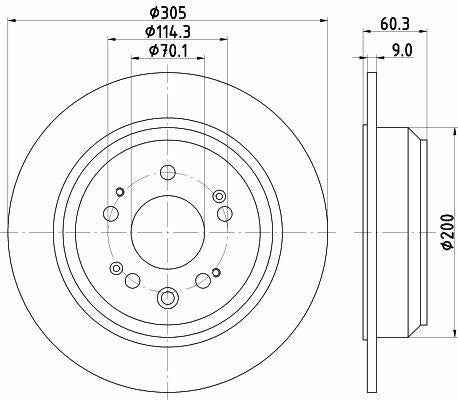 HELLA Pagid Brake Disc 8DD355116-111 - Rear Brake Disc (305mm) — Brake Rotors & Drums