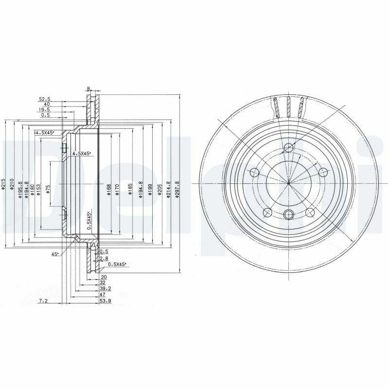 Delphi BG3042 Rear Brake Disc - Ventilated Disc for BMW E39 — Brake Rotors & Drums