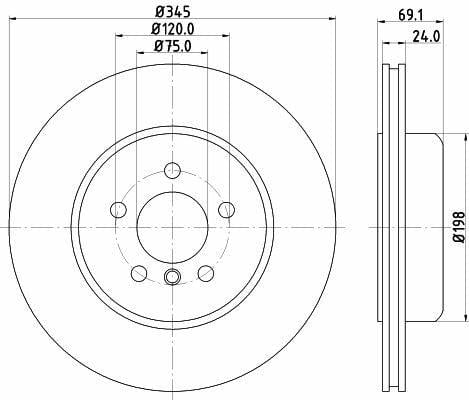 HELLA Pagid BMW Rear Brake Disc 8DD355119-281 - Compatible with F01/F02/F07/F10 — Brake Rotors & Drums