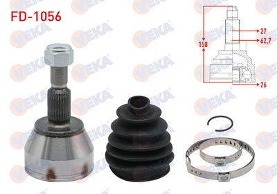 Veka FD-1056 CV Joint Left-Right Front Outer Ford Focus III 1.6 TDCi M-T 27X26x62 — Axles, CV Joints & Boots