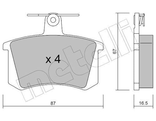 Metelli 22-0048-0 Rear Brake Pad-(Audi A100 85-94 A4 95-97 A80 87-94) — Brake Pads