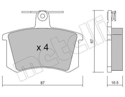 Metelli 22-0048-0 Rear Brake Pad-(Audi A100 85-94 A4 95-97 A80 87-94) — Brake Pads