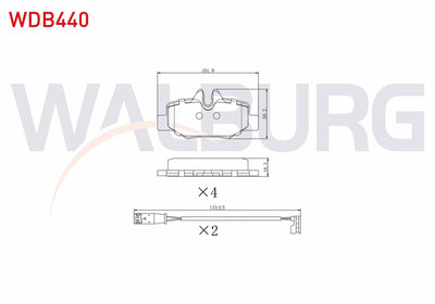 WALBURG WDB440 Brake Pad Rear with Connector Mercedes Vito (W639) 115 CDI 2003-2014 / Vito (W639) 110 CDI 2003-2 — Brake Pads