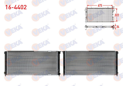 Veka 16-4402 Water Radiator Mechanical Volkswagen Golf II (19E,1G1) 1.6 TD M-T 1983-1992 — Radiators & Fans