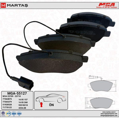 MGA 55127 Brake Pad Corsa D 1.3 CDTi Doblo Linea Stilo Grande Punto Idea 1.3-1.9 Pair Connector