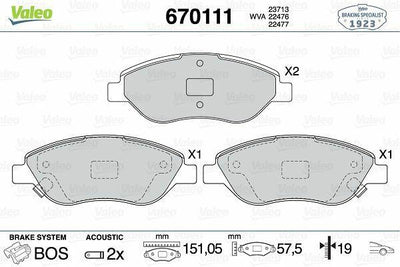 VALEO 670111 Brake Pads - Performance for 15-Egea and 07-Bravo