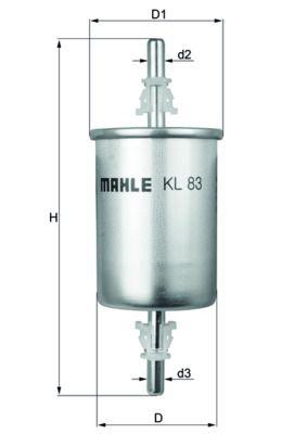 Mahle KL83 Gasoline/Fuel Filter Opel Astra G/F Corsa B/C Vectra B/C Fiat Bravo/Marea/Brava — Fuel Delivery