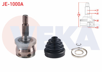 Veka JE-1000A CV Joint Left-Right Front Outer 27X32x65 ABS 48 Outer Length 178mm Jeep Grand Cherokee II 4.7 V8-2.7 CRDi-3.1 TD 1998-2005