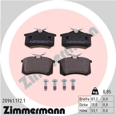 Zimmermann 20961.172.1 Brake Pad Set — Brake Pads