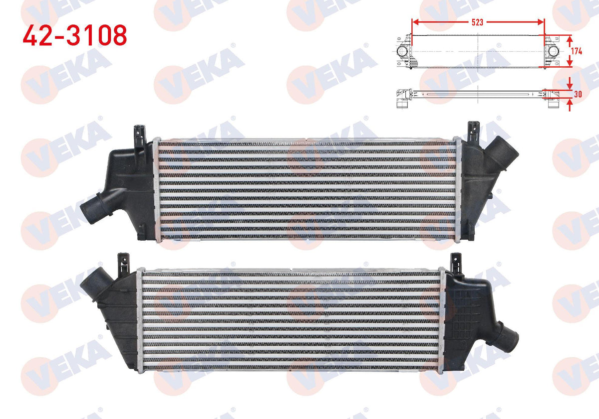 Veka 42-3108 Turbo Radiator (Intercooler) Nissan Micra (K12) 1.5 dCi 2003-2010 — Radiators & Fans