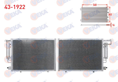 Veka 43-1922 A/C Condenser Ford Fiesta VI 1.4 TDCi 2008-2012 — Condensers & Evaporators