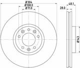 HELLA Pagid Brake Disc 8DD355117-331 - Ventilated Front Disc for Peugeot 508 and 308 — Brake Rotors & Drums