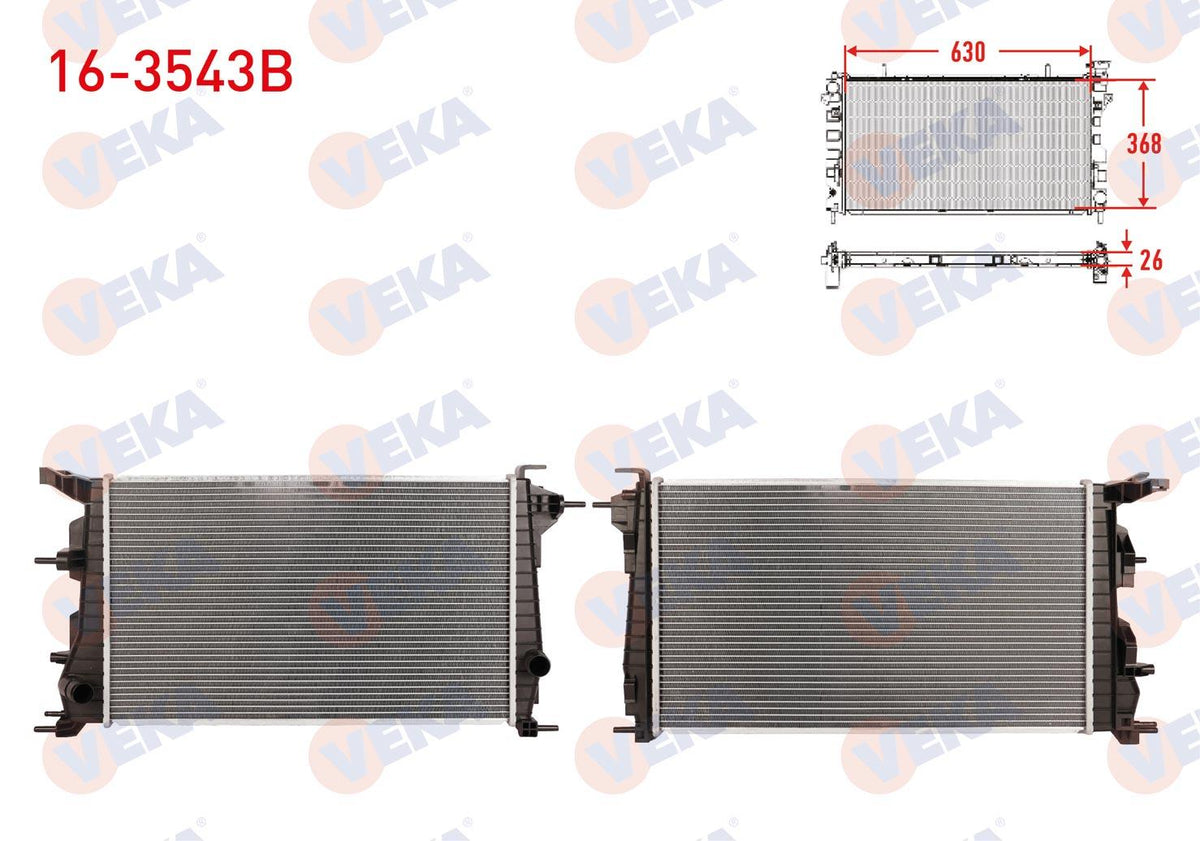 Veka 16-3543B Su Radiator Brazing Renault Fluence (L30) 1.5 dCi A-T / M-T Ac + /-2009 — Radiators & Fans