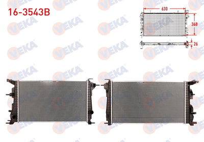 Veka 16-3543B Water Radiator Brazing Renault Fluence (L30) 1.5 dCi A-T / M-T Ac + /-2009 — Radiators & Fans
