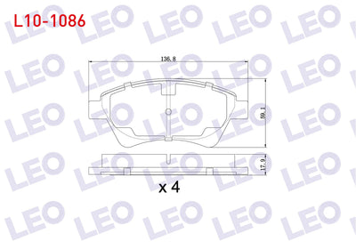 LEO L10-1086 Brake Pad Front Renault Megane II (Bm0 / 1,Cm0 / 1) 1.5 dCi 2002-2008 / Megane II 1.6i 16V 2002-200 — Brake Pads