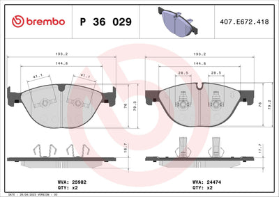 Brembo P36029 Brake Pad Front Low-Met Jaguar — Brake Pads
