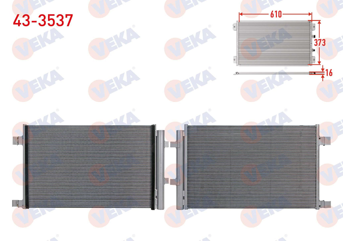 Veka 43-3537 A/C Condenser Renault Megane IV 1.5 dCi Euro 6 2016-/ Nissan Qashqai II 1.5 dCi Euro — Condensers & Evaporators