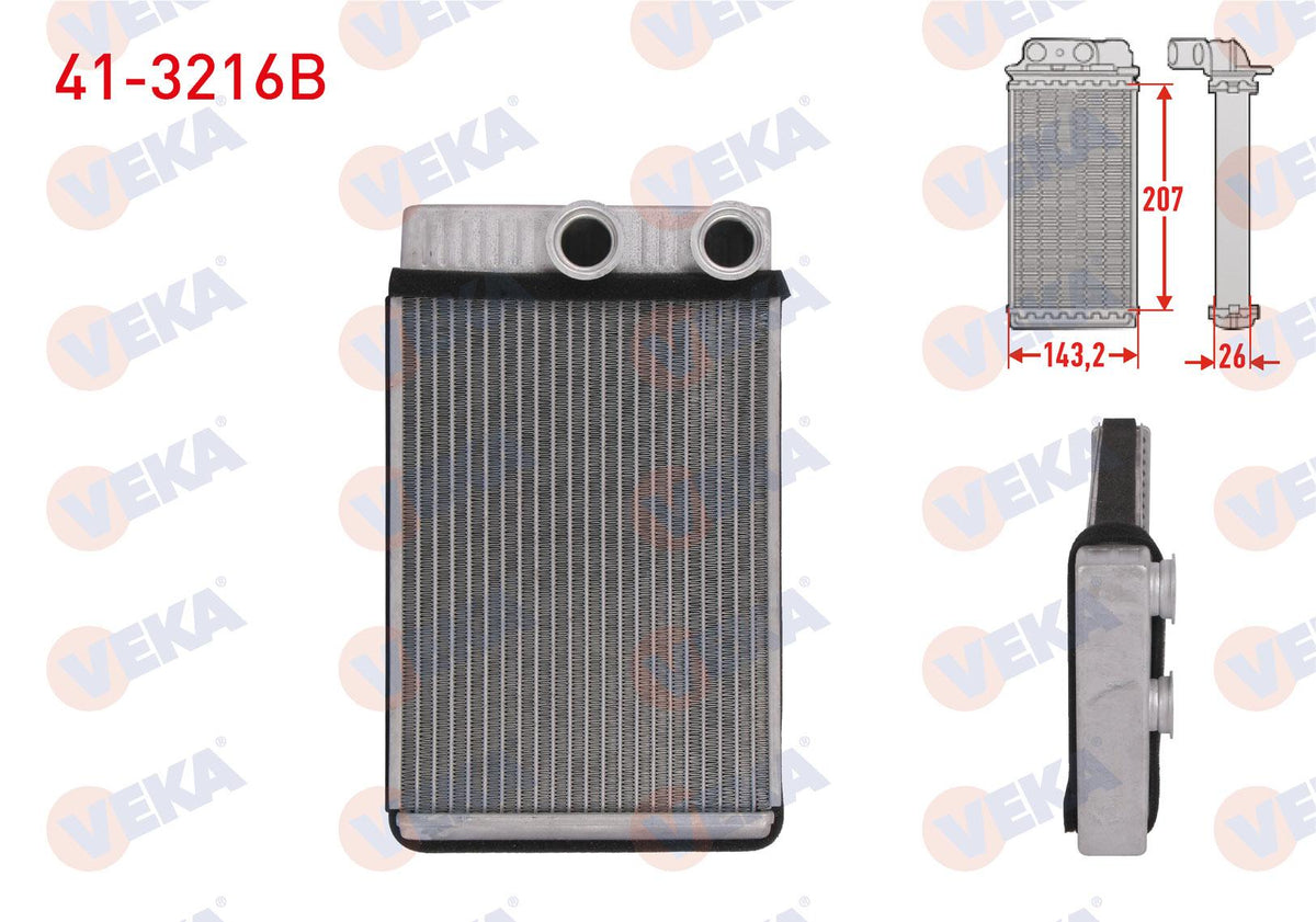 Veka 41-3216B Heater Core Brazing Chevrolet Cruze (J300) 1.6-2.0 CDI 2009-2014 / Opel Insignia A 1.6 CDTi-1 — Heater & Blower