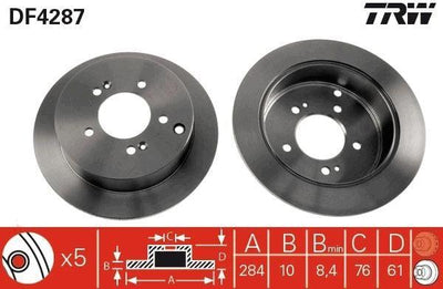 TRW DF4287 Brake Disc - Rear for Hyundai ix35, Santa Fe and 2 more models — Brake Rotors & Drums