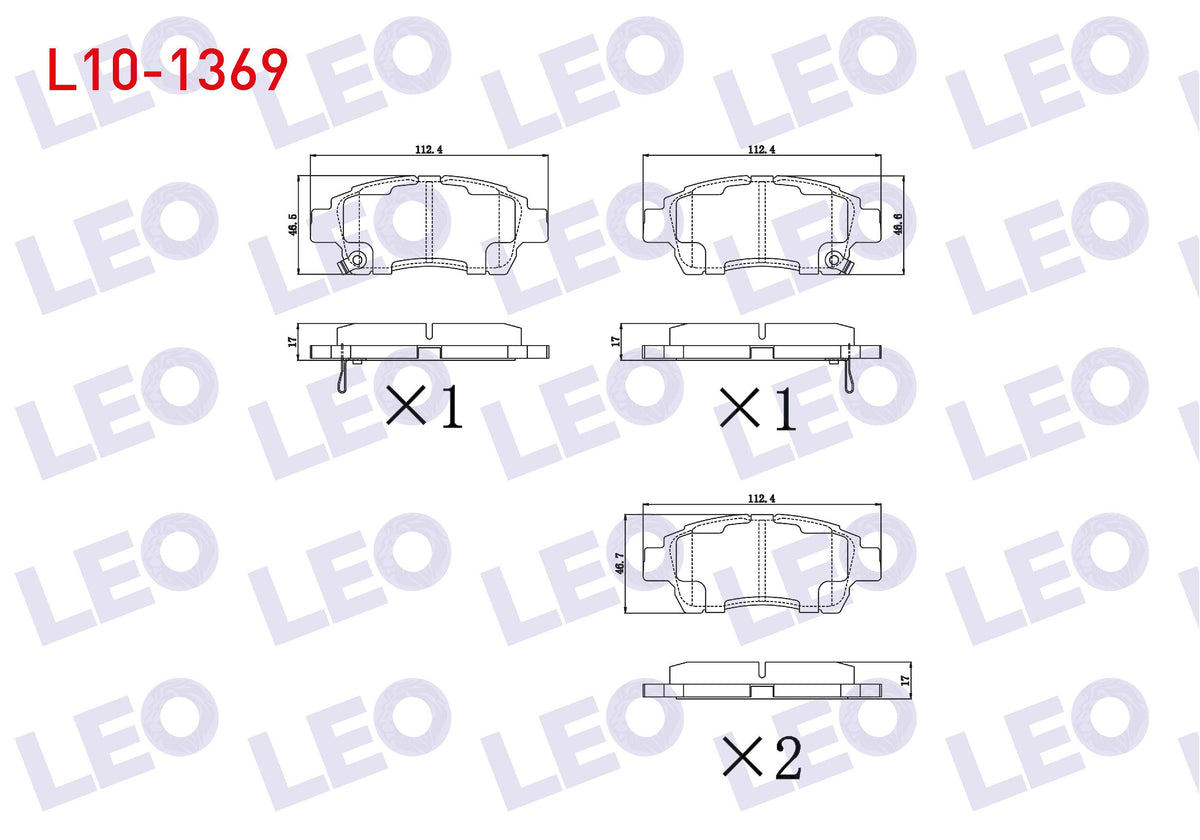 LEO L10-1369 Brake Pad Front with Wear Indicator Toyota Yaris (_Cp10) 1.0i 1999-2005 / Yaris (_Cp10) 1.3i 1999-2 — Brake Pads