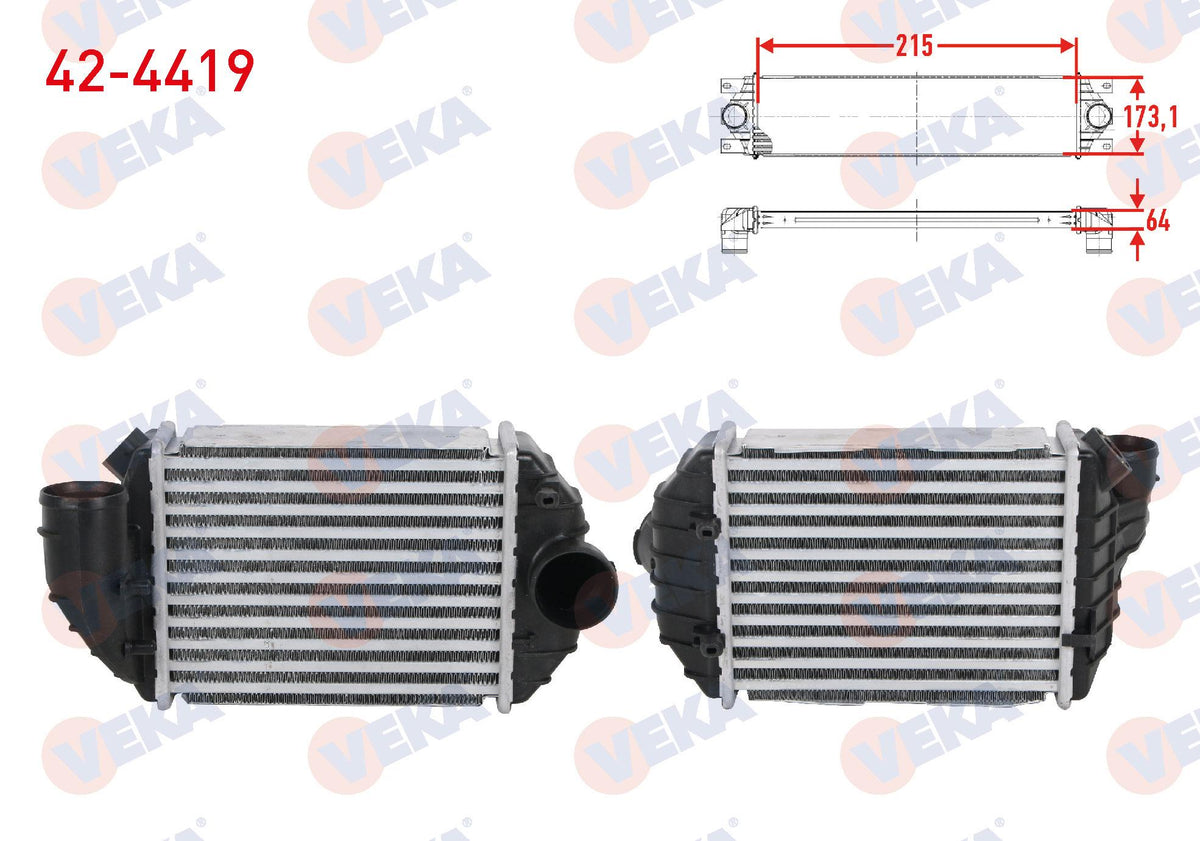 Veka 42-4419 Turbo Radiator (Intercooler) Volkswagen Passat (3B2) 2.5 TDI 1996-2000 — Radiators & Fans