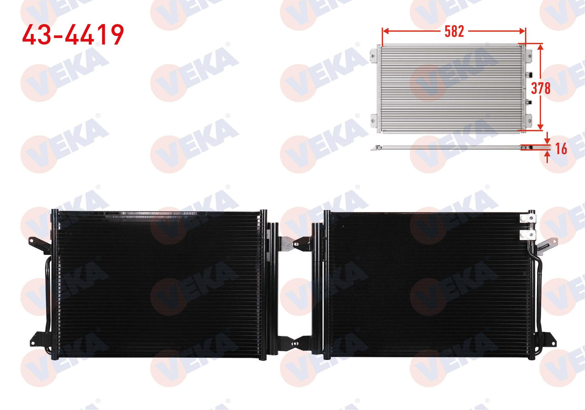Veka 43-4419 A/C Condenser Volkswagen Jetta IV (162) 1.4 TSI At-Mt 2011 — Condensers & Evaporators