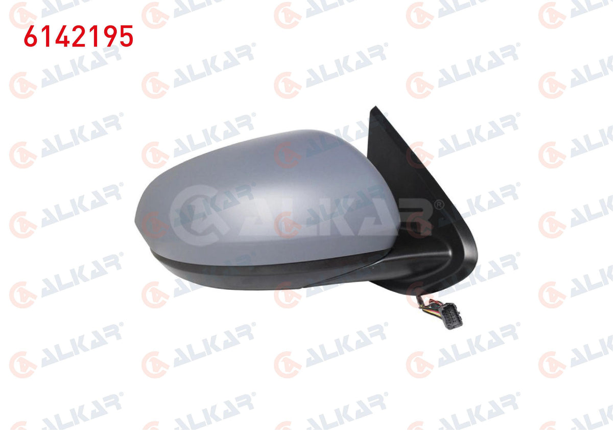 Alkar 6142195 Outer Rear View Mirror Right Electric Heated Primed with Sensor Blind Spot 9 Pin Dacia Duster 2017 — Mirrors
