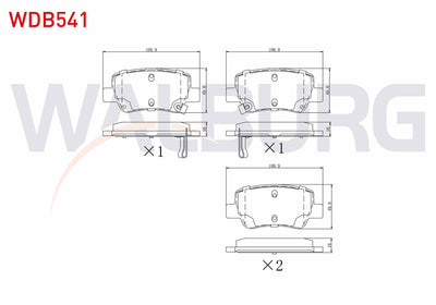 WALBURG WDB541 Brake Pad Rear with Wear Indicator Toyota Avensis (T27) 1.6i 2009-/ Avensis (T27) 1.8i 2009-/ Ave — Brake Pads