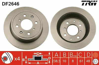 TRW DF2646 Brake Disc - Compatible with Civic 96-01 and Jazz City 02 — Brake Rotors & Drums