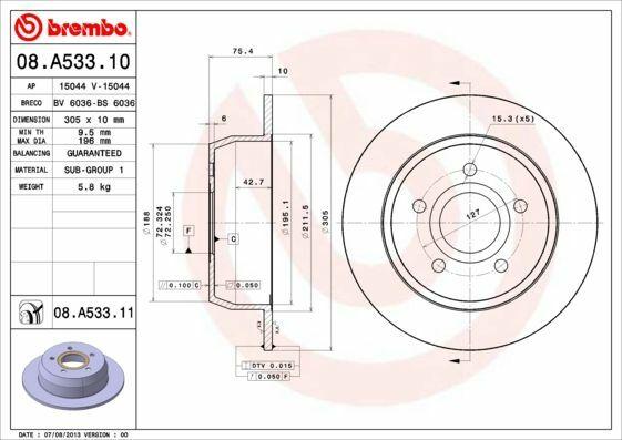 brembo rear brake disks 305mm UV coated, BREMBO brake disk for Jeep Cherokee BREMBO 08.A533.11 - Rear Brake Discs 305 mm UV Coated for Jeep Cherokee | 2 Pack BREMBO Rear Brake Discs - 305 mm UV Coated brembo, brake-discs, jeep-cherokee, car-parts, automotive, braking-system, brake-disks-305mm, uv-coated, car-owners, ai-generated
