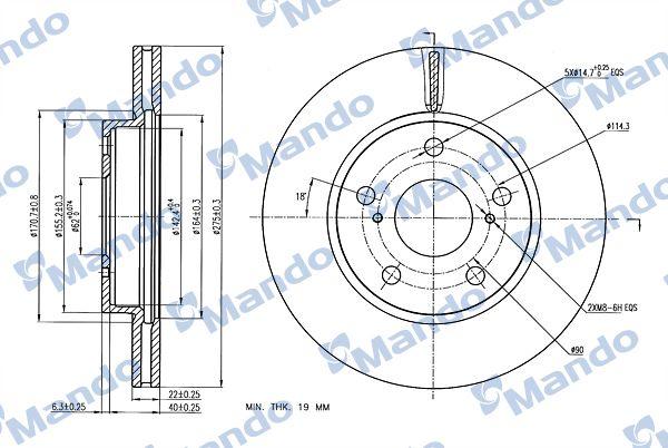 Mando MBC035304 Front Brake Disc (Mirror) Air Toyota Auris Corolla 2007-2012 (275X5) — Brake Rotors & Drums