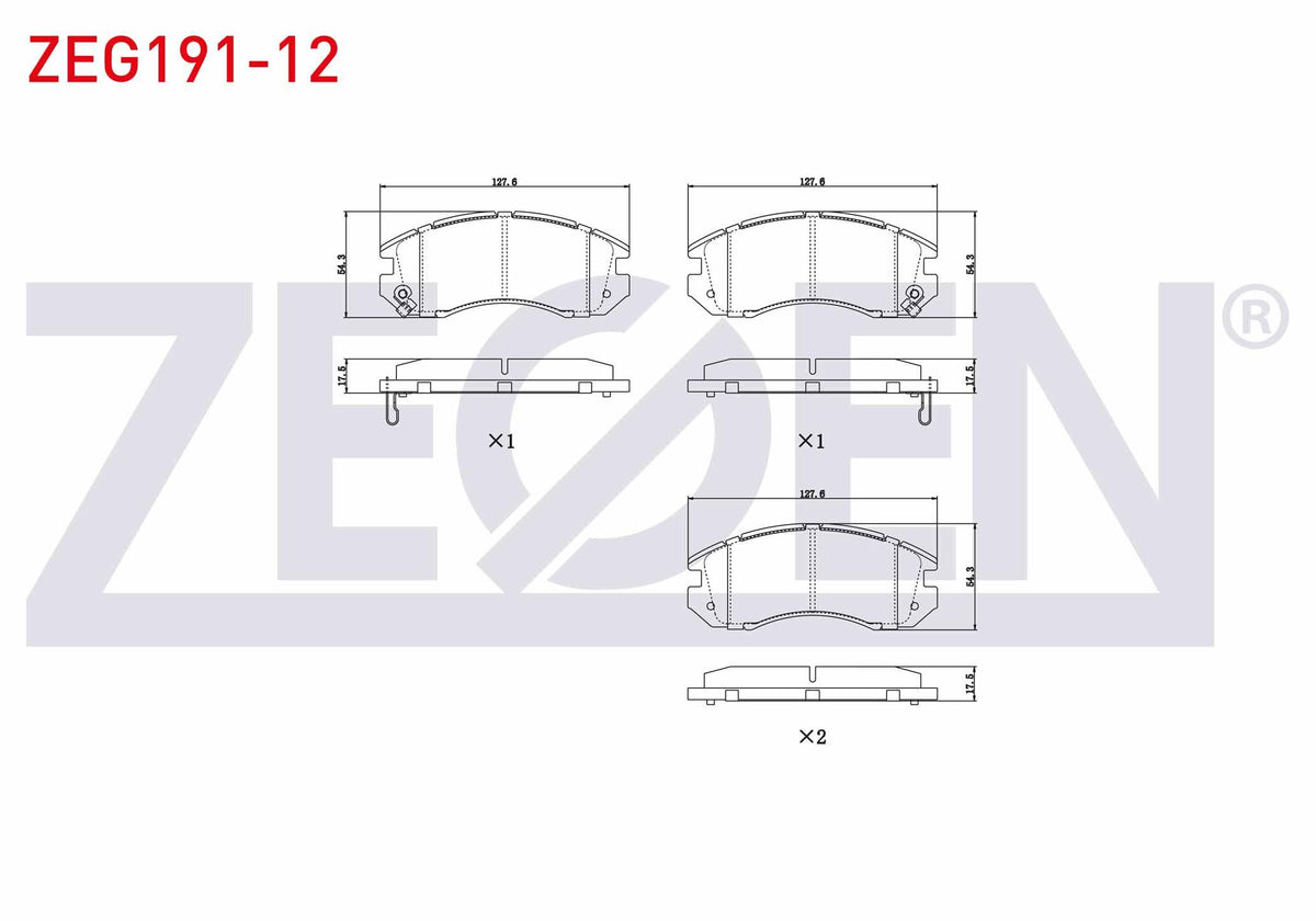 Zegen ZEG191-12 Brake Pad Front Subaru Impreza (Gc) 1.6i 1992-2000 / Impreza (Gc) 1.8i 1992-2000 / Legacy III (B — Brake Pads