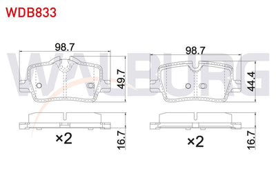 WALBURG WDB833 Brake Pad Rear BMW 3 Series (G20) 320i-320 D-320 D xDrive 2018 — Brake Pads