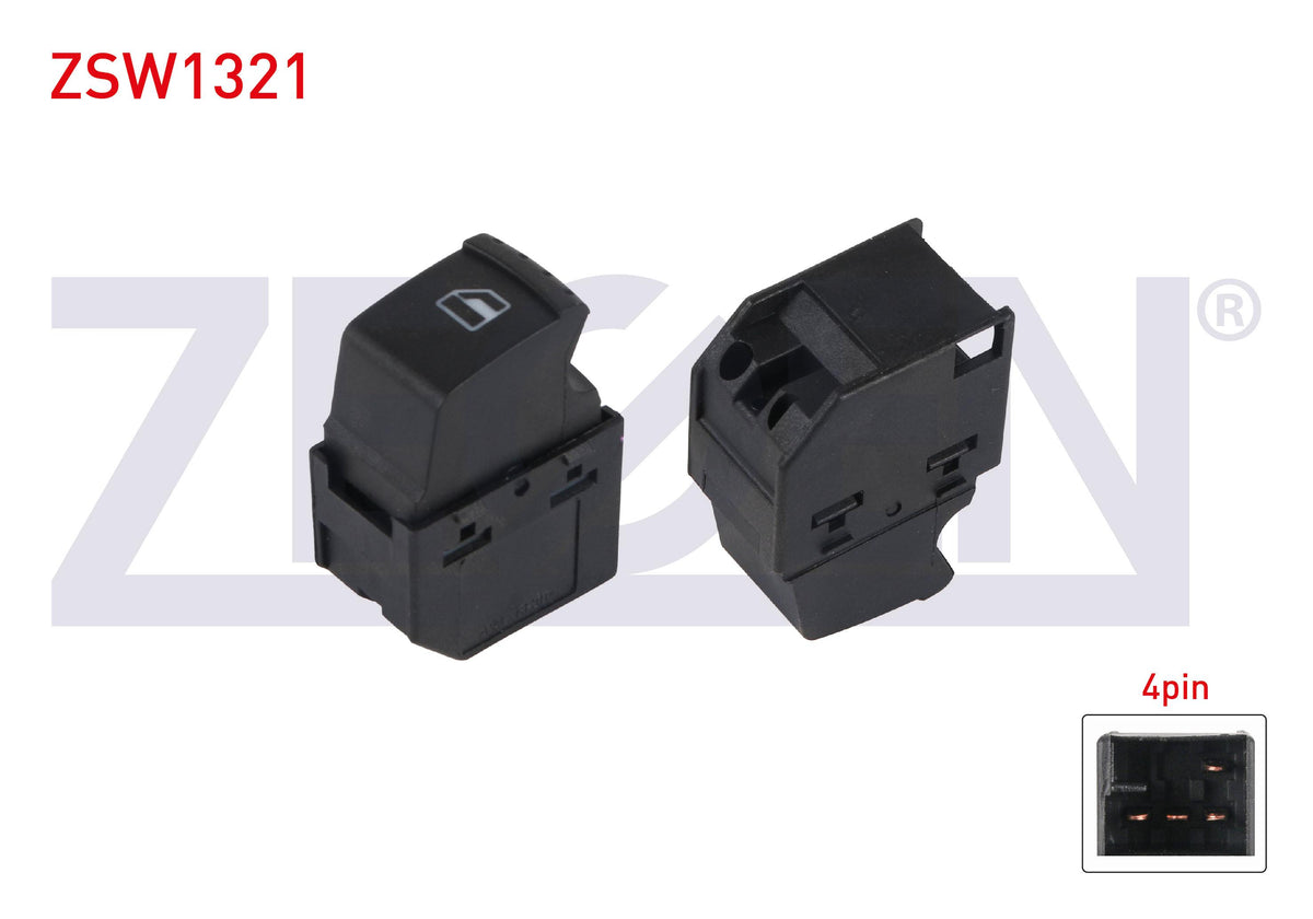 Zegen ZSW1321 Glass Release Switch Single 4 Pin Leon-Toledo-Alhambra-Sharan-Galaxy 1999-2006 — Switches & Relays